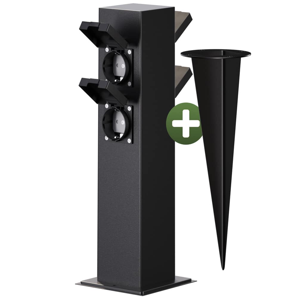 Tuincontactdoos\u0020Zwart\u00204\u0020Stekker\u002038x12,5x12,5cm