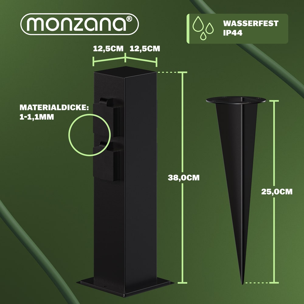 Tuincontactdoos\u0020Zwart\u00204\u0020Stekker\u002038x12,5x12,5cm