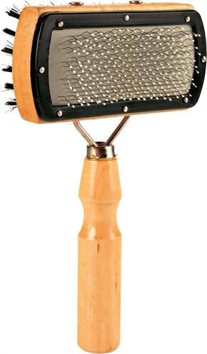 TRIXIE\u0020SLICKERBORSTEL\u0020DUBBELZIJDIG\u0020NYLON\u0020HAREN\u0020\u002F\u0020METALEN\u0020PINNEN\u002018X10\u0020CM\u00202\u0020ST