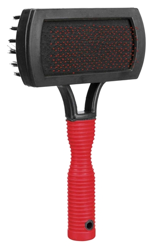 TRIXIE\u0020SLICKERBORSTEL\u00202\u002DZIJDIG\u0020KUNSTSTOF\u0020\u002F\u0020NYLON\u0020\u0026\u0020PINNEN\u002017X10\u0020CM\u00202\u0020ST