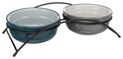 TRIXIE\u0020VOERBAK\u002DSET\u0020KERAMIEK\u0020\u0020\u002F\u0020\u0020METAAL\u0020PETROL\u0020\u002F\u0020GRIJS\u00202X600\u0020ML