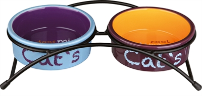 TRIXIE\u0020VOERBAK\u0020\u002F\u0020WATERBAK\u0020KERAMIEK\u0020METAAL\u0020LICHTBLAUW\u0020\u002F\u0020ORANJE\u0020\u002F\u0020PAARS\u00202X300\u0020ML\u002012\u0020CM