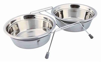 TRIXIE\u0020VOER\u0020\u002F\u0020WATERBAK\u002DSET\u0020KLAPPERBESCHERMING\u0020RVS\u0020\u002F\u0020METAAL\u0020GRIJS\u00202X1,5\u0020LTR