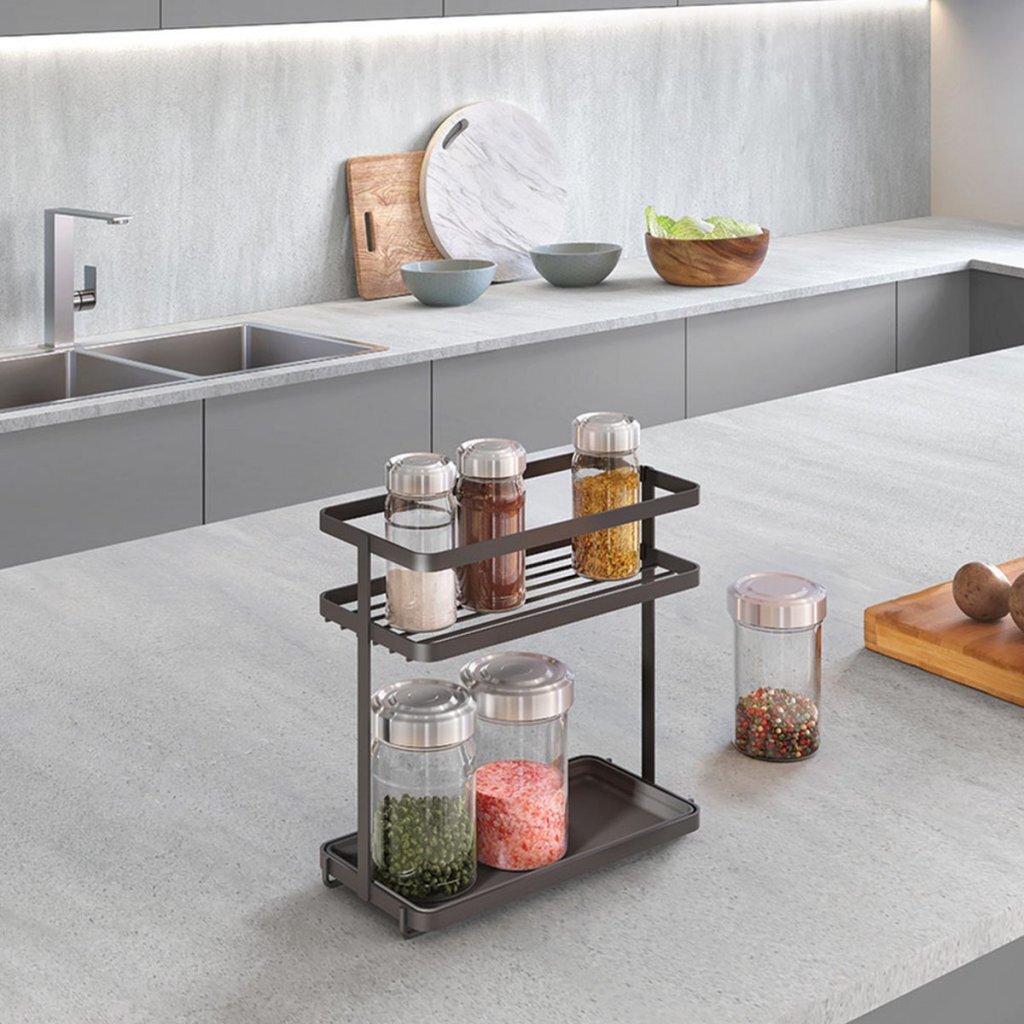 Metaltex\u0020Kruidenrek\u00202\u0020Etages\u002023x11x22\u0020cm\u0020Zwart\u002FMetaal