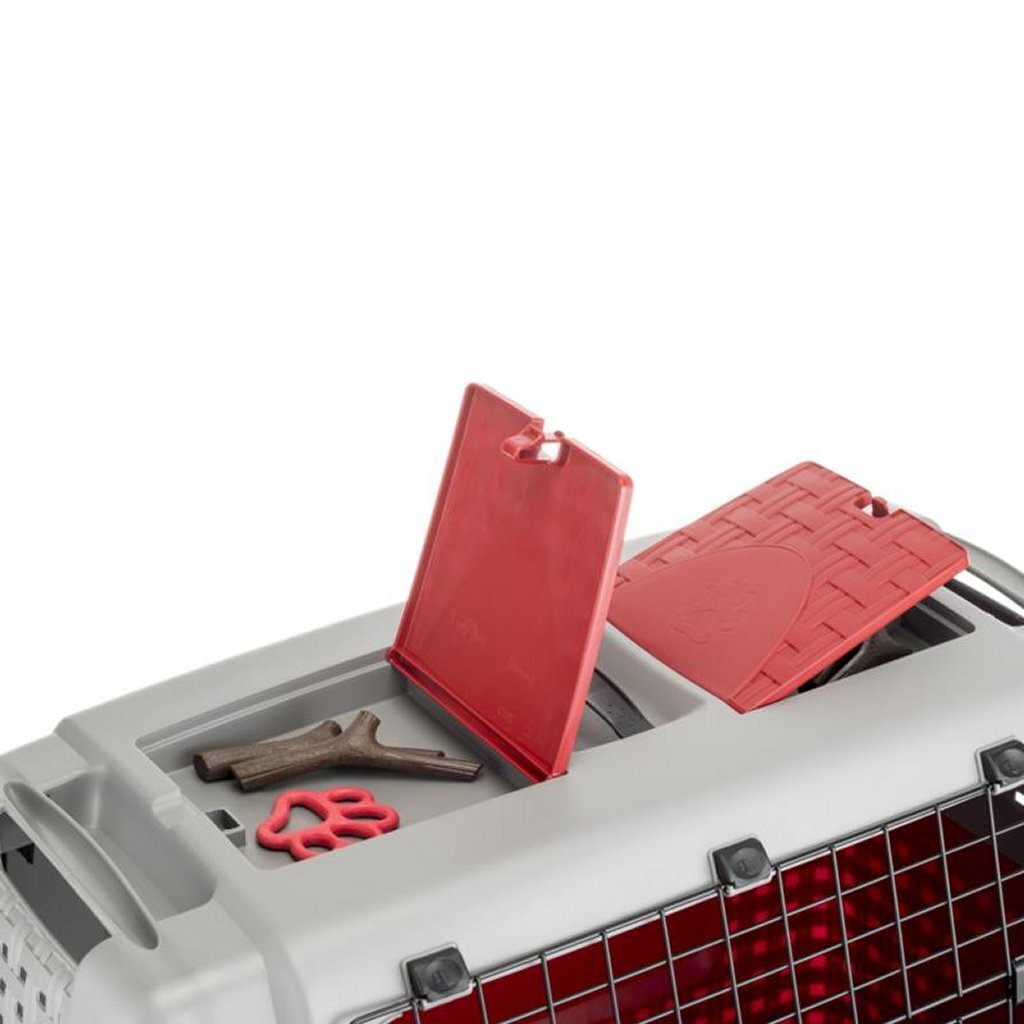 Bama\u0020Pet\u0020Transportbox\u0020met\u0020Wieltjes\u002088x52x60\u0020cm\u0020Rood\u002FGrijs