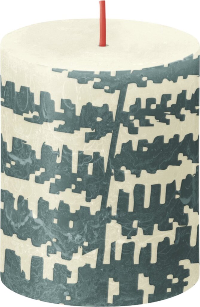 Bolsius\u0020Rustiek\u0020printed\u0020stompkaars\u002080\u002F68\u0020Soft\u0020pearl\u0020fern