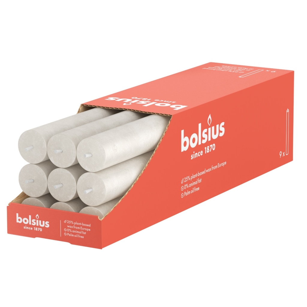 Bolsius\u0020Dinerkaars\u0020Rustiek\u0020Sandy\u0020Grey