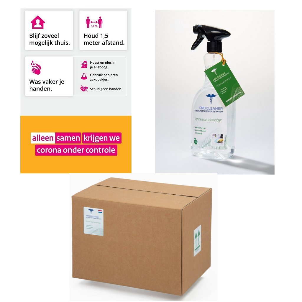 Pro\u0020Cleaner\u0020Desinfecterende\u0020Oppervlaktereiniger\u0020750\u0020ml\u0020Doos\u002010\u0020Stuks