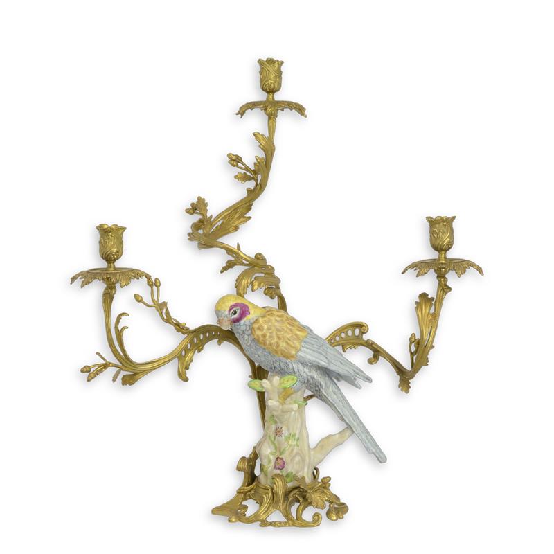 A\u0020THREE\u002DBRANCH\u0020BRONZE\u0020MOUNTED\u0020PORCELAIN\u0020PARROT\u0020CANDLE\u0020HOLDER