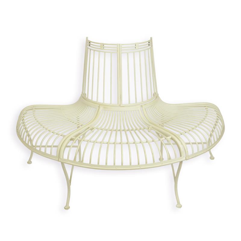 A\u0020DEMI\u0020ROUND\u0020IRON\u0020TREE\u0020BENCH,\u0020WHITE