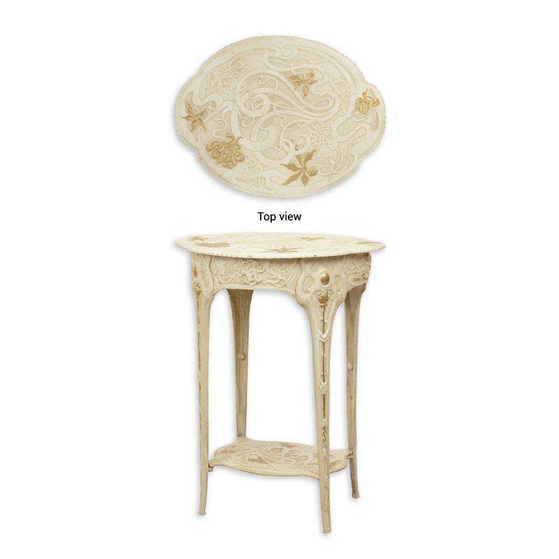 Wit\u0020gietijzeren\u0020art\u0020nouveau\u0020bloemtafeltje