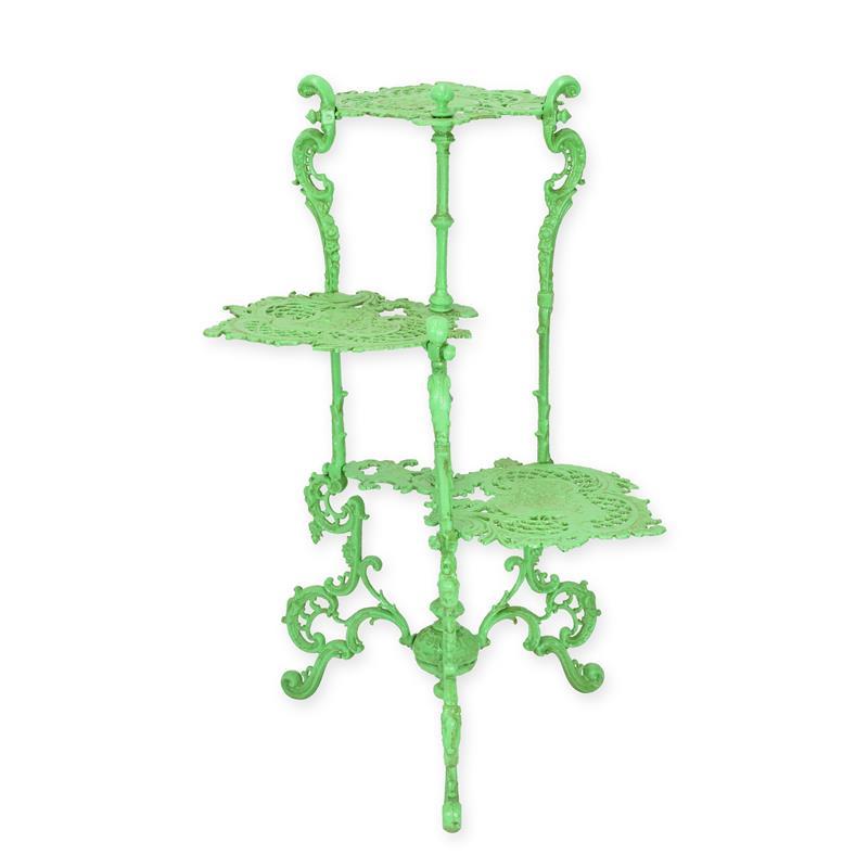 Gietijzeren\u0020bloementafel\u0020met\u00203\u0020niveaus,\u0020groen