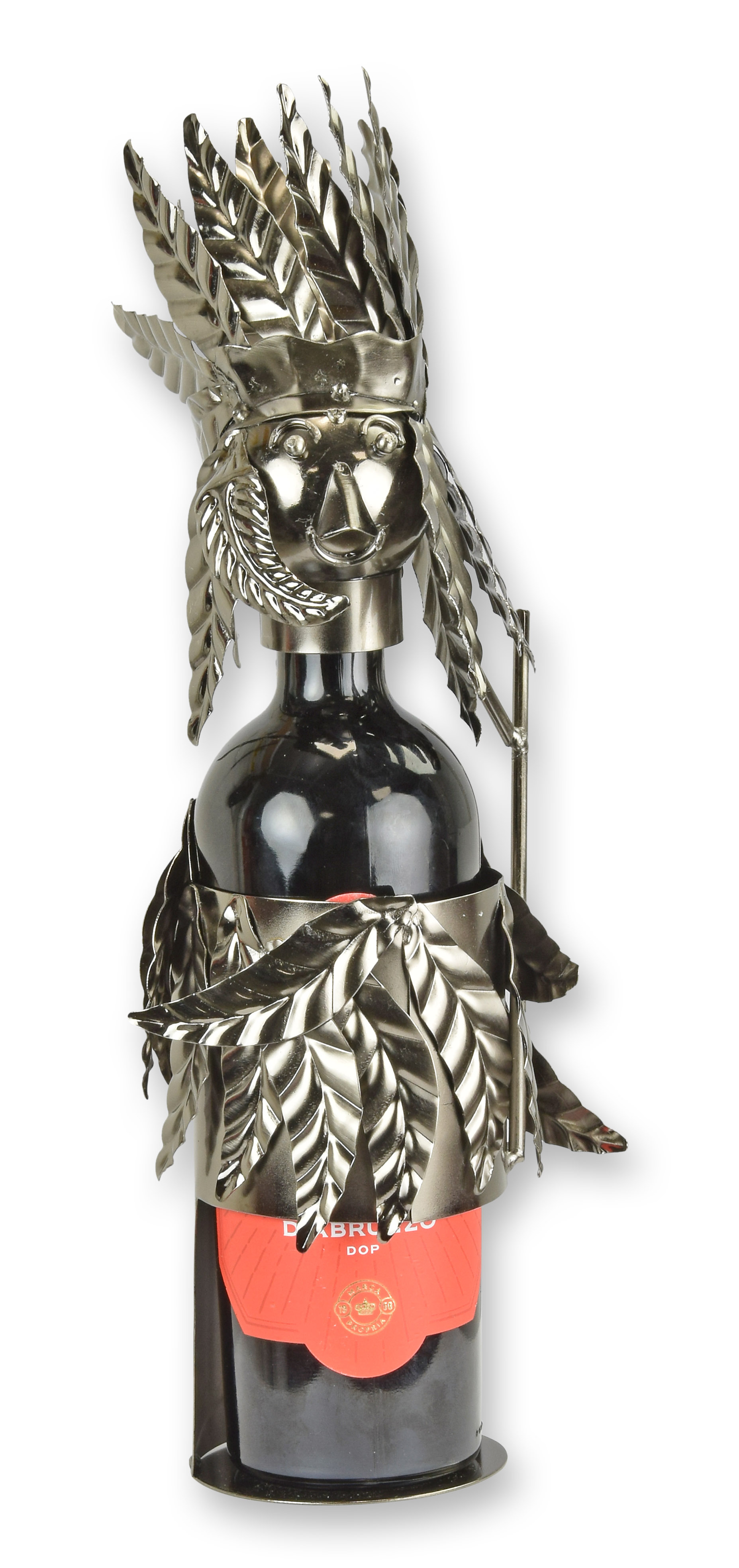 Blikken\u0020flessenhouder\u0020\u0022indiaan\u0022\u0020grijs