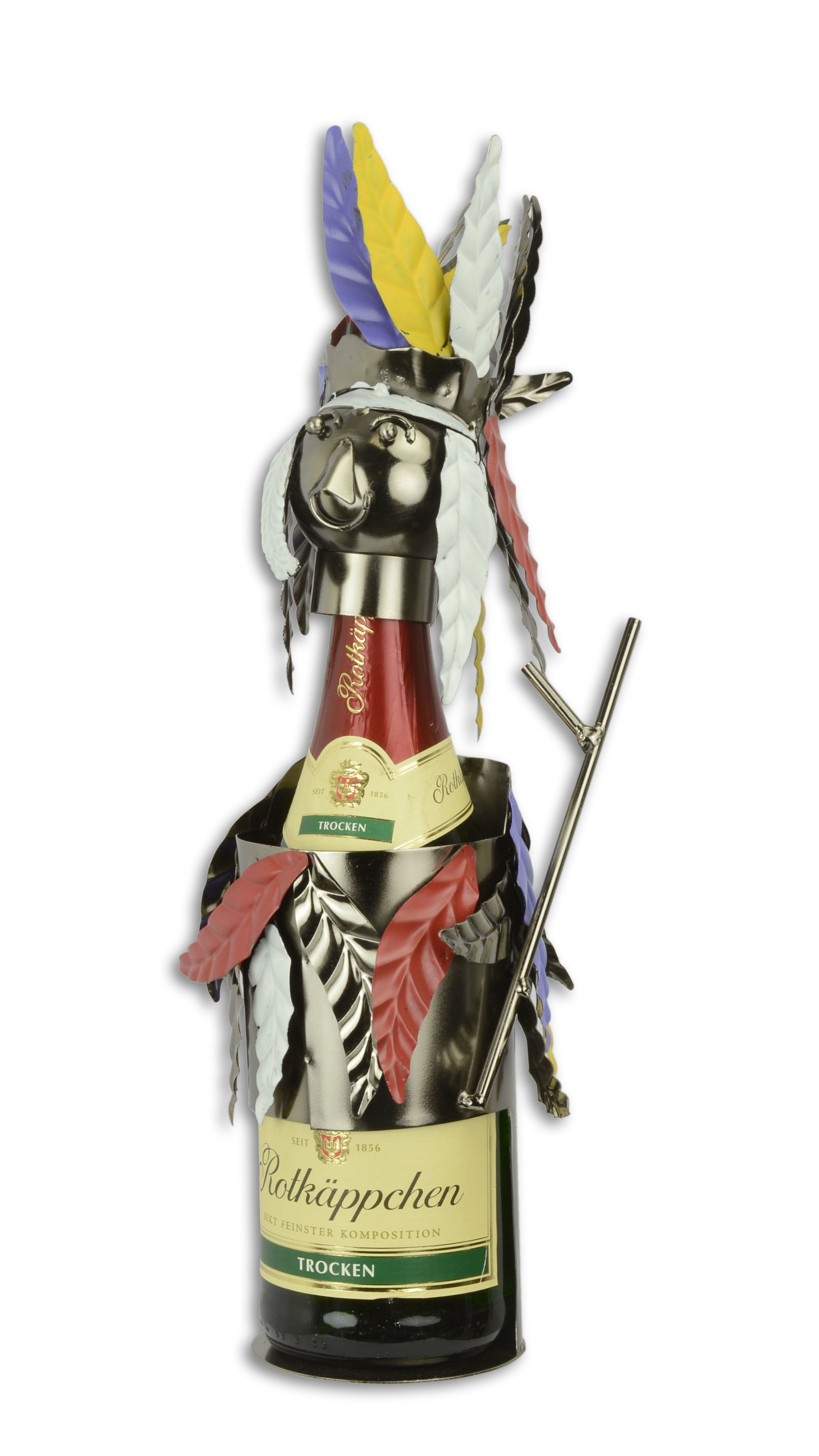 Blikken\u0020flessenhouder\u0020\u0022indiaan\u0022\u0020kleurrijk