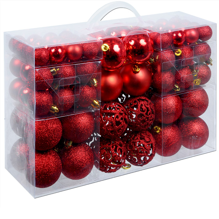 Kerstboomballen\u0020kunststof\u0020kleur\u0020Rood\u0020set\u0020van\u0020100\u0020stuks