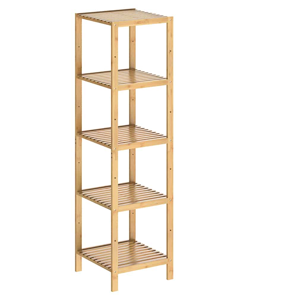 Bamboe\u0020staande\u0020opbergrek\u0020met\u00205\u0020legplanken\u0020140x33x33cm
