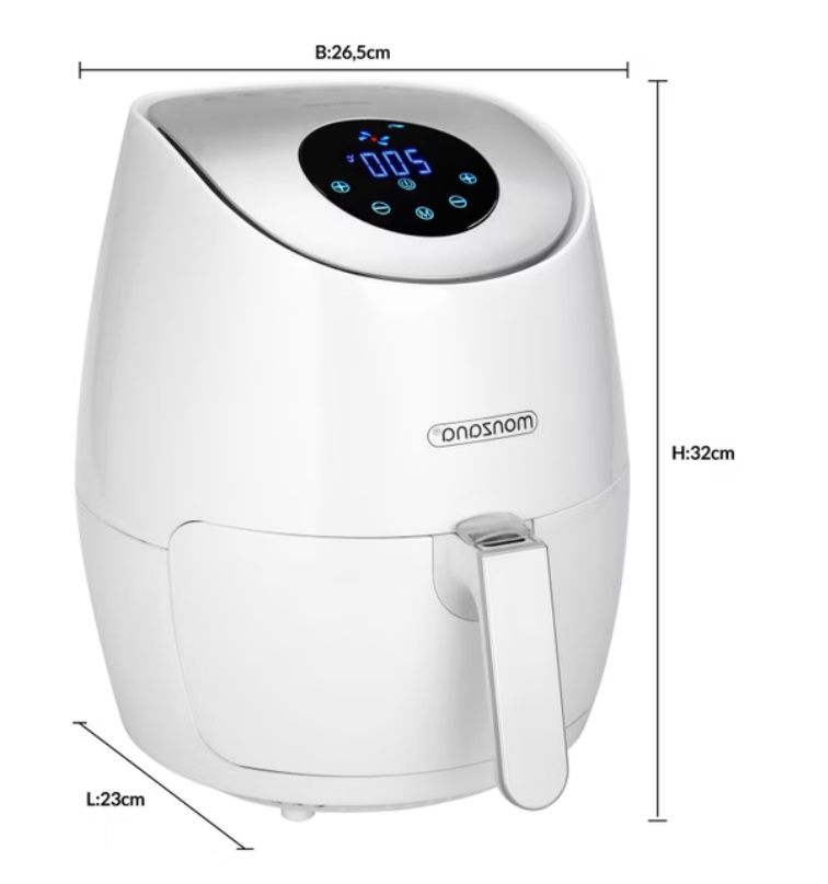 Heteluchtfriteuse\u0020Wit\u0020RVS\u0020Kunststof\u00202,6L\u00201500W