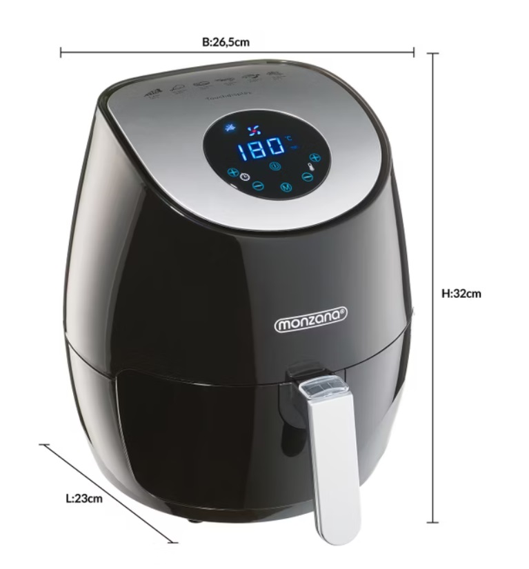 Heteluchtfriteuse\u0020Zwart\u0020RVS\u0020Kunststof\u00202,6L\u00201500W Heteluchtfriteuse\u0020Zwart\u0020RVS\u0020Kunststof\u00202,6L\u00201500W