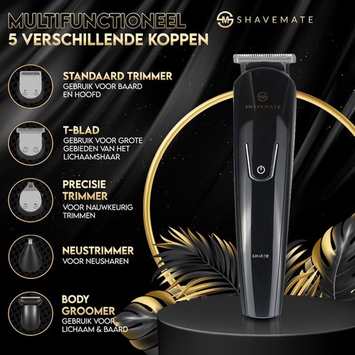 ShaveMate\u0020Alles\u002Din\u002D1\u0020Draadloze\u0020Waterproof\u0020Baardtrimmer\u0020voor\u0020mannen