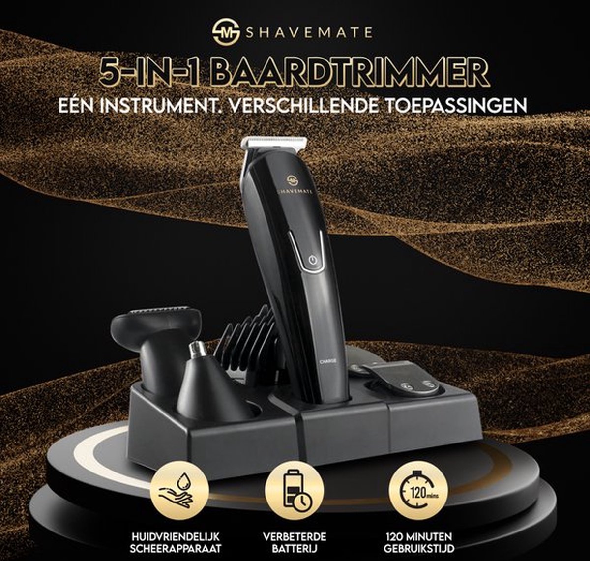 ShaveMate\u00205\u002Din\u002D1\u0020Draadloze\u0020Baardtrimmer\u0020Bodygroomer\u0020mannen\u0020Waterproof