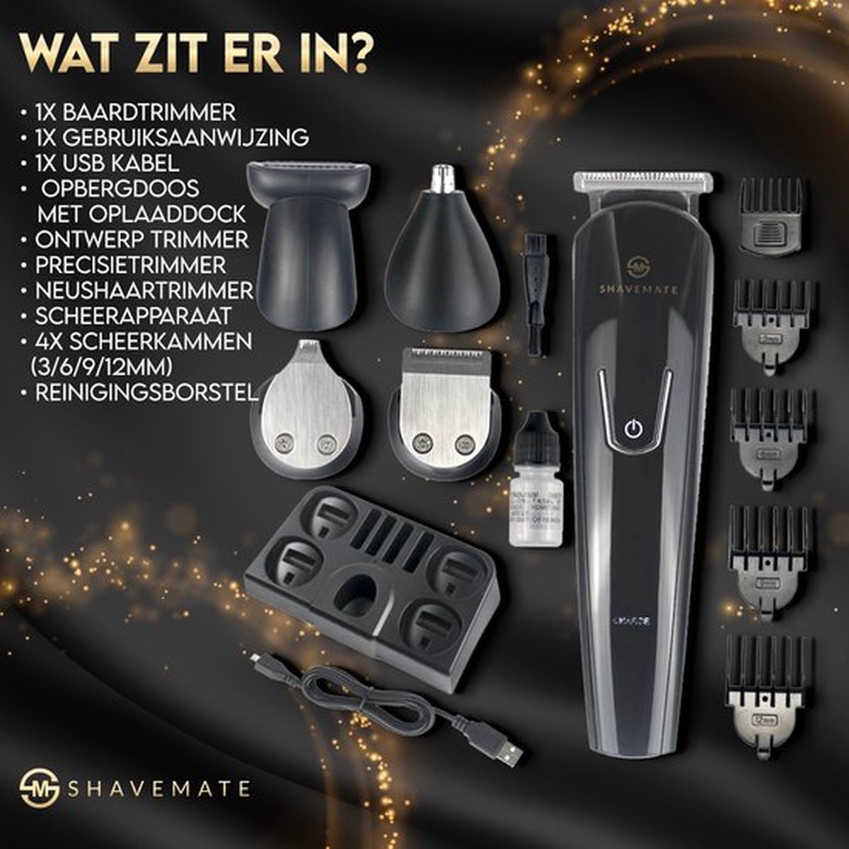 ShaveMate\u0020Alles\u002Din\u002D1\u0020Draadloze\u0020Waterproof\u0020Baardtrimmer\u0020voor\u0020mannen
