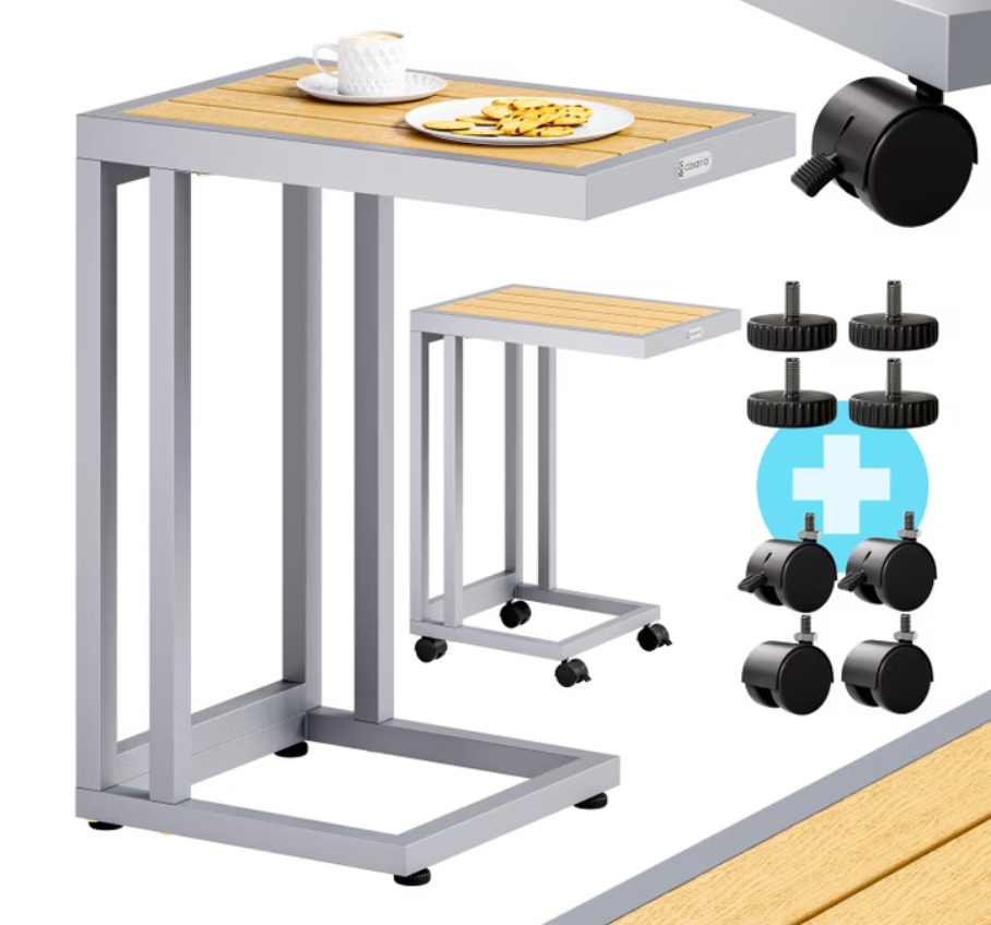 Bijzettafel\u0020zilver\u0020naturel\u0020WPC\u002065.5x50x40cm