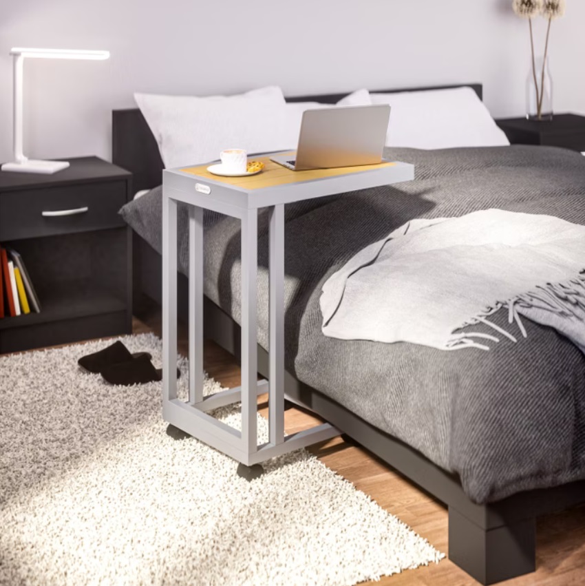 Bijzettafel\u0020zilver\u0020naturel\u0020WPC\u002065.5x50x40cm