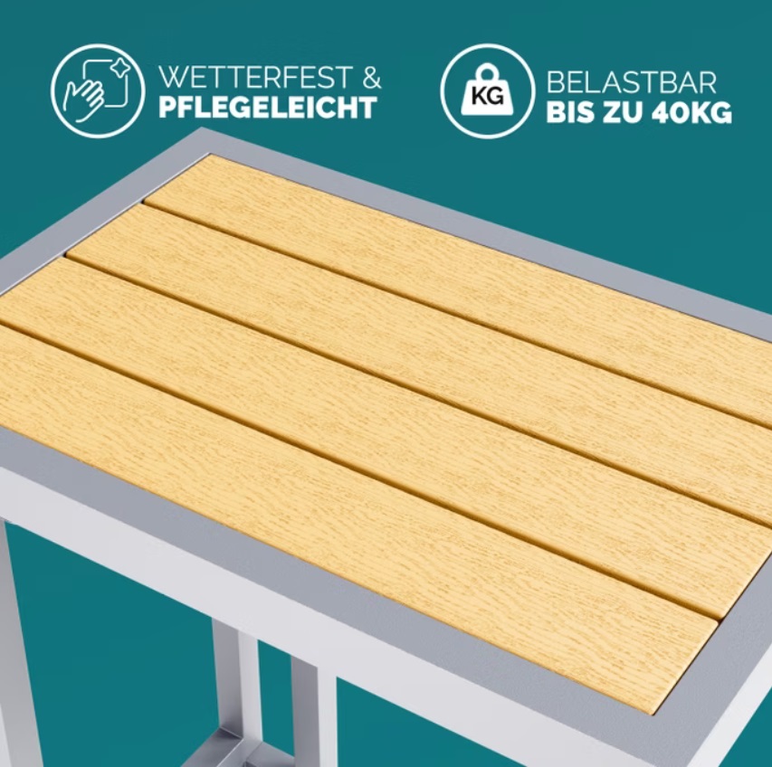 Bijzettafel\u0020zilver\u0020naturel\u0020WPC\u002065.5x50x40cm