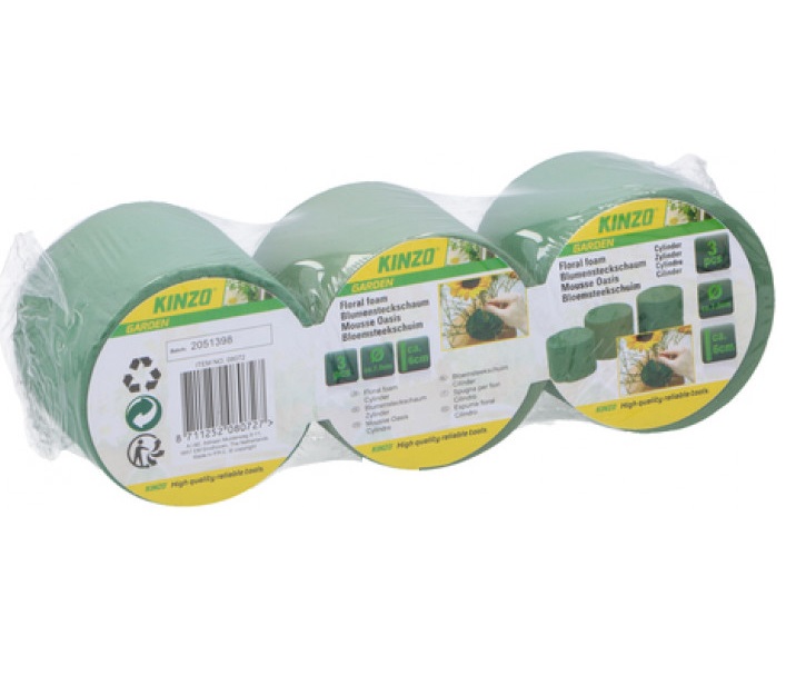 Kinzo\u0020bloemsteekschuim\u0020diameter\u00207\u0020cm\u0020,\u00203\u0020delig