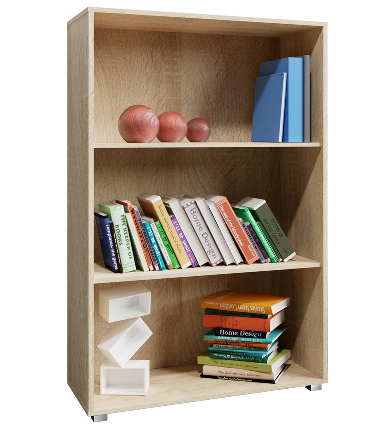 Boekenkast\u0020Vela\u0020Eikenhout\u0020met\u00203\u0020opbergvakken