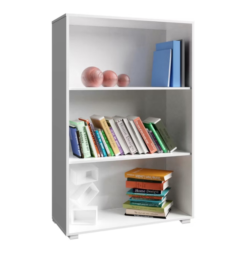 Boekenkast\u0020Vela\u0020Wit\u0020met\u00203\u0020opbergvakken