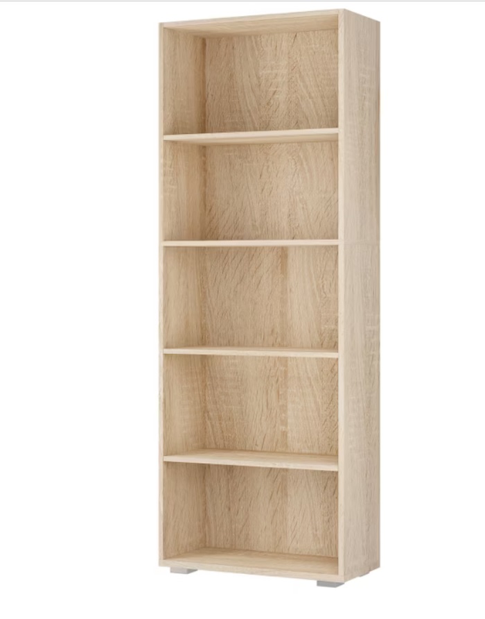 Boekenkast\u0020Vela\u0020Eikenhout\u0020met\u00205\u0020opbergvakken