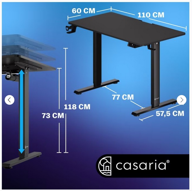 Zit\u0020Sta\u0020Bureau\u0020In\u0020hoogte\u0020verstelbaar\u0020\u002D\u0020Zwart\u0020\u0020110x60x73\u002D118cm