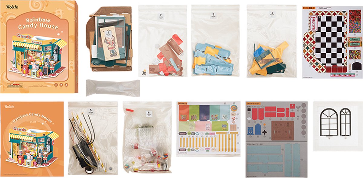 Robotime\u0020Rainbow\u0020Candy\u0020House\u0020DIY\u0020Miniatuur\u0020Knutselen