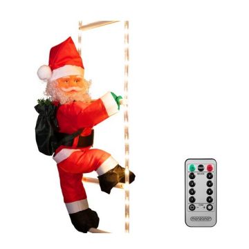 Kerstman op ladder, ladder 90 cm, 48 leds