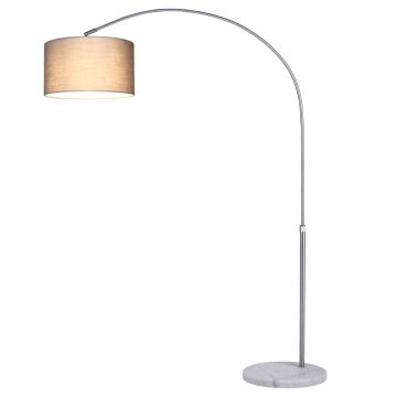Booglamp, retro lamp, vloerlamp, Edelstaal, gebogen vloerlamp met lampenkap , verstelbaar