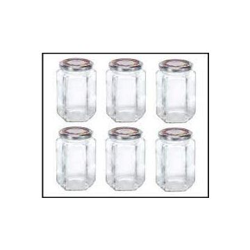 Leifheit 3211 Jampot Zeshoekig 770ml Glas/Zilver (set van 6 stuks)