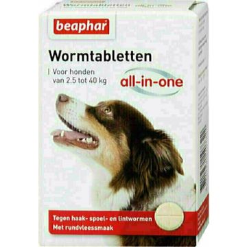 BEAPHAR WORMTABLET ALL-IN-ONE HOND 2,5-40 KG 4 TBL