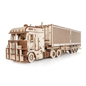 Eco Wood 3D Houten Puzzel Truck “Road King” met Container-Semitrailer Modelbouw