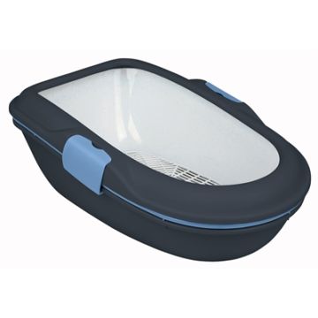 TRIXIE BERTO KATTENBAK OPEN MET SCHEIDINGSSYTEEM DONKERGRIJS/BLAUW 59X39X22 CM