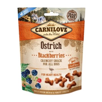 CARNILOVE CRUNCHY SNACK STRUISVOGEL / ZWARTE BES 200 GR