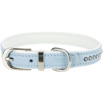 TRIXIE HALSBAND HOND ACTIVE COMFORT MET STRASS STEEN LEER LICHTBLAUW 27-33X1,5 CM