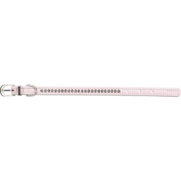 TRIXIE HALSBAND HOND ACTIVE COMFORT MET STRASS STEENTJES LEER ROZE 17-21X1,2 CM