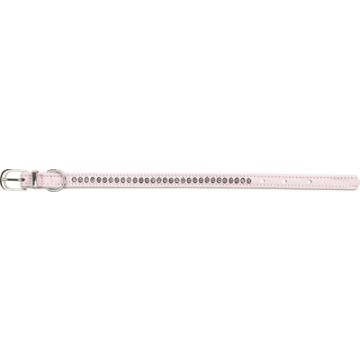 TRIXIE HALSBAND HOND ACTIVE COMFORT MET STRASS STEENTJES LEER ROZE 20-24X1,2 CM