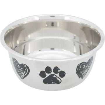 TRIXIE VOERBAK HOND PRINT SCHETS HART POOTJE GEPOEDERCOAT 1 LTR 15 CM