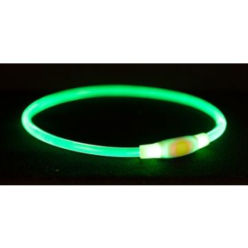 TRIXIE HALSBAND USB FLASH LIGHT LICHTGEVEND OPLAADBAAR GROEN 40X0,8 CM
