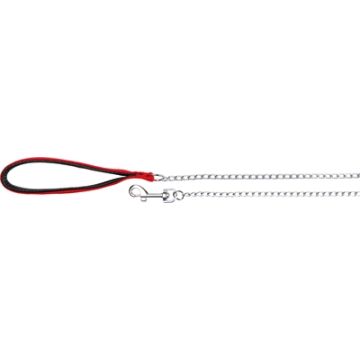 TRIXIE HONDENRIEM KETTING MET NYLON HANDVAT ROOD 110X0,2 CM