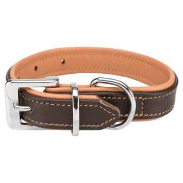 TRIXIE HALSBAND HOND ACTIVE COMFORT LEER BRUIN / LICHTBRUIN 21-32X2,5 CM