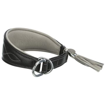 TRIXIE HALSBAND HOND ACTIVE COMFORT VOOR WINDHONDEN LEER ZWART / GRIJS 24-31X5 CM