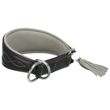 TRIXIE HALSBAND HOND ACTIVE COMFORT VOOR WINDHONDEN LEER ZWART / GRIJS 27-35X5,5 CM